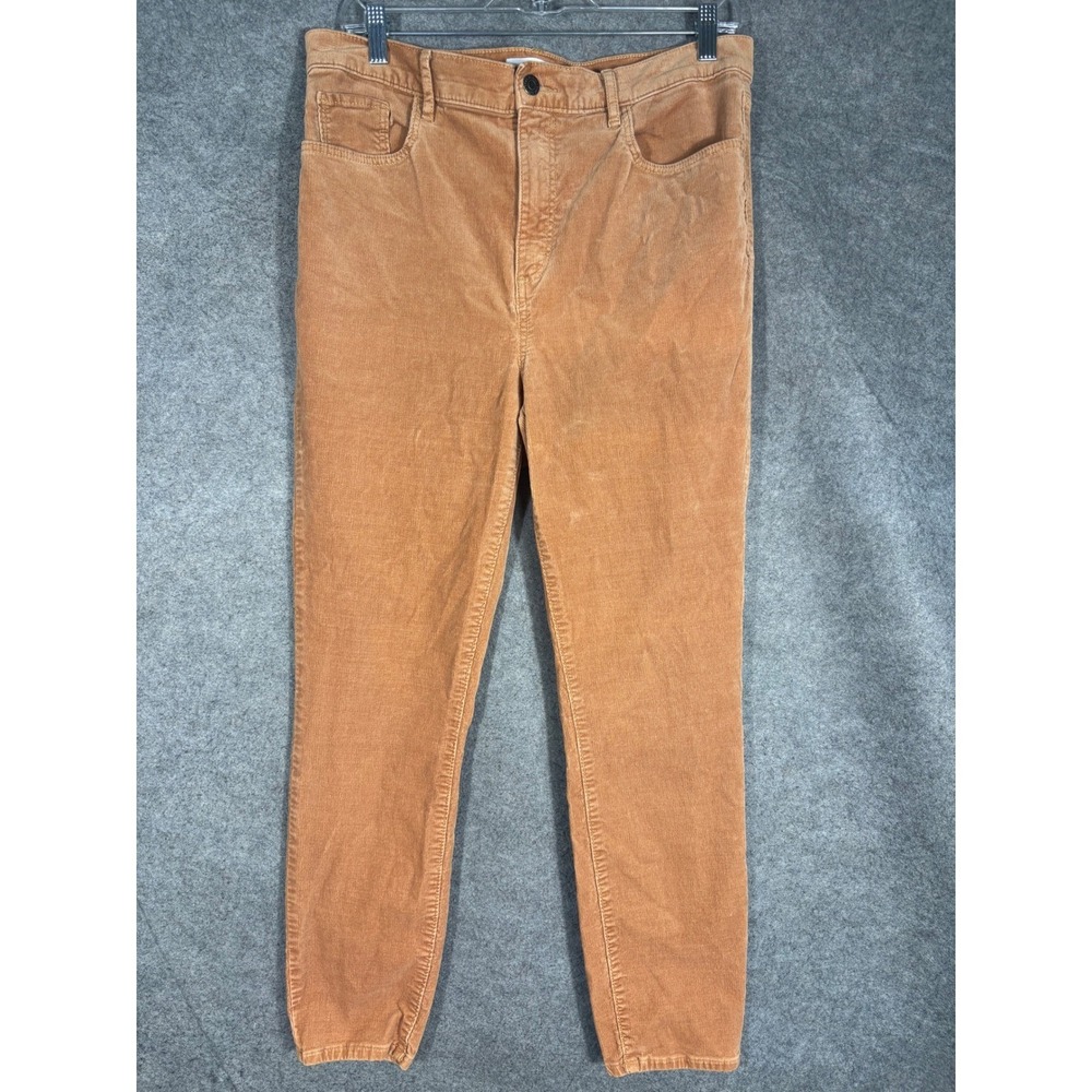 LOFT High Waist Skinny Corduroy Pants Womens 12/31 Tan Camel Orange Fine Wale
